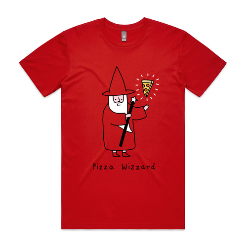 Pizza Wizzard Tee by Lonely Kids Club. All clothing from our T-shirts to our shorts and hoodies are ethically made, and printed packed and shipped from Sydney.
