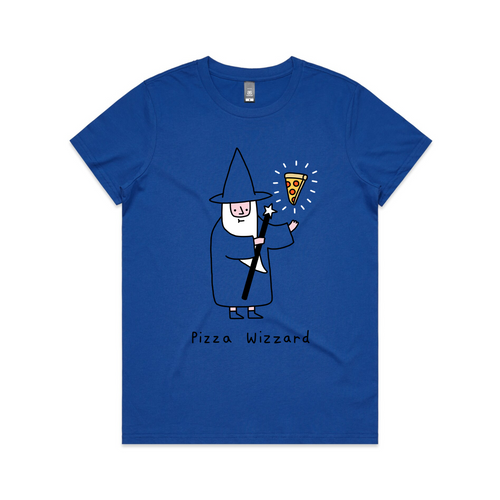 Pizza Wizzard Tee by Lonely Kids Club. All clothing from our T-shirts to our shorts and hoodies are ethically made, and printed packed and shipped from Sydney.
