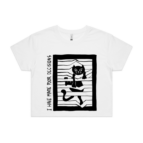 Poor Decisions Tee by Lonely Kids Club. All clothing from our T-shirts to our shorts and hoodies are ethically made, and printed packed and shipped from Sydney.