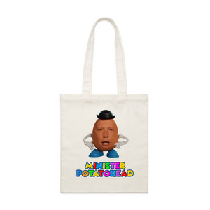 Minister Potatohead Tote by Lonely Kids Club. All clothing from our T-shirts to our shorts and hoodies are ethically made, and printed packed and shipped from Sydney.