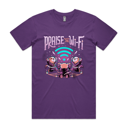 Praise The Wi-Fi Tee by Lonely Kids Club. All clothing from our T-shirts to our shorts and hoodies are ethically made, and printed packed and shipped from Sydney.
