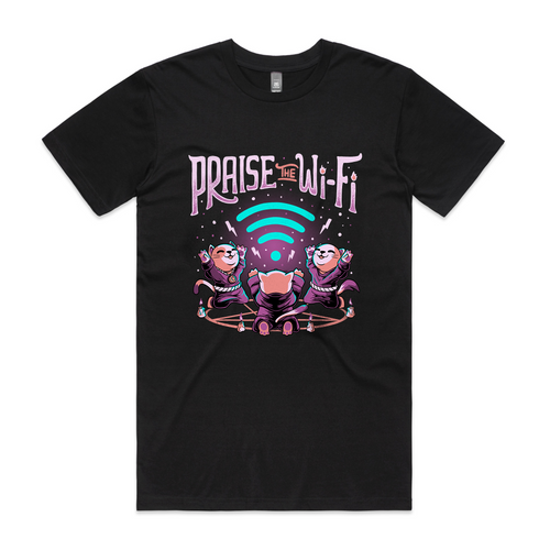 Praise The Wi-Fi Tee by Lonely Kids Club. All clothing from our T-shirts to our shorts and hoodies are ethically made, and printed packed and shipped from Sydney.
