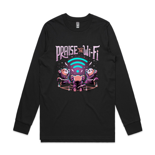 Praise The Wi-Fi Tee by Lonely Kids Club. All clothing from our T-shirts to our shorts and hoodies are ethically made, and printed packed and shipped from Sydney.