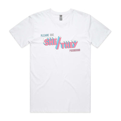 Pronouns Tee by Lonely Kids Club. All clothing from our T-shirts to our shorts and hoodies are ethically made, and printed packed and shipped from Sydney.