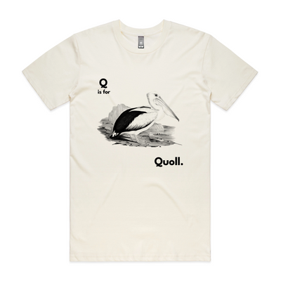 Q Is For Quoll Tee by Lonely Kids Club. All clothing from our T-shirts to our shorts and hoodies are ethically made, and printed packed and shipped from Sydney.