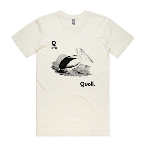 Q Is For Quoll Tee by Lonely Kids Club. All clothing from our T-shirts to our shorts and hoodies are ethically made, and printed packed and shipped from Sydney.