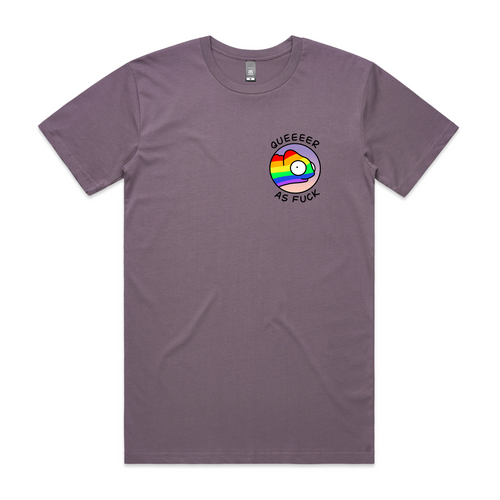 Queer AF Tee by Lonely Kids Club. All clothing from our T-shirts to our shorts and hoodies are ethically made, and printed packed and shipped from Sydney.