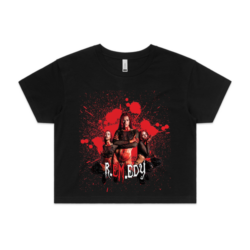 R.em.edy Blood Spatter Tee by Lonely Kids Club. All clothing from our T-shirts to our shorts and hoodies are ethically made, and printed packed and shipped from Sydney.