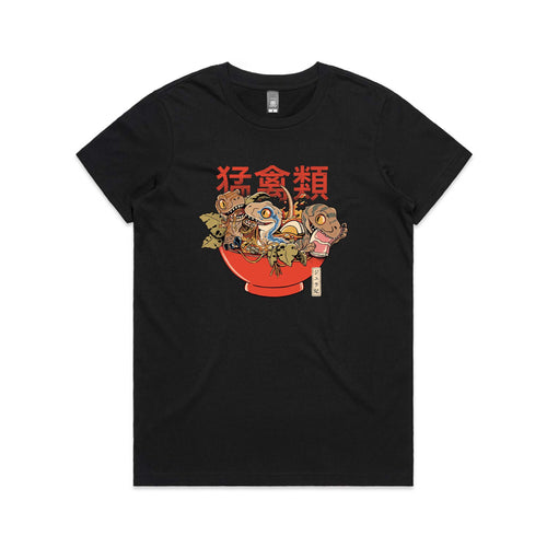 Ramen Raptors Tee by Lonely Kids Club. All clothing from our T-shirts to our shorts and hoodies are ethically made, and printed packed and shipped from Sydney.