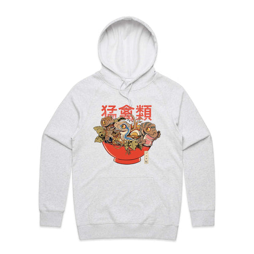 Ramen Raptors Hoodie by Lonely Kids Club. All clothing from our T-shirts to our shorts and hoodies are ethically made, and printed packed and shipped from Sydney.