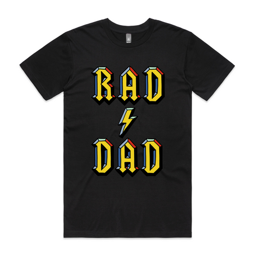 Rad Dad Tee by Lonely Kids Club. All clothing from our T-shirts to our shorts and hoodies are ethically made, and printed packed and shipped from Sydney.