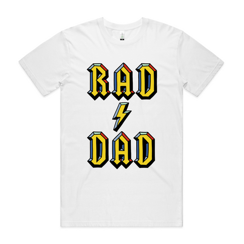 Rad Dad Tee by Lonely Kids Club. All clothing from our T-shirts to our shorts and hoodies are ethically made, and printed packed and shipped from Sydney.