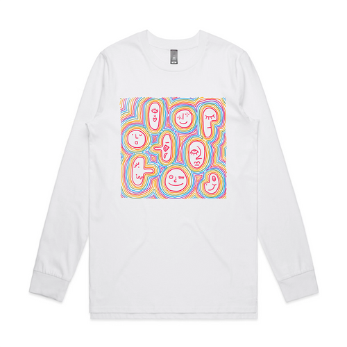 Rainbow Faces Tee by Lonely Kids Club. All clothing from our T-shirts to our shorts and hoodies are ethically made, and printed packed and shipped from Sydney.