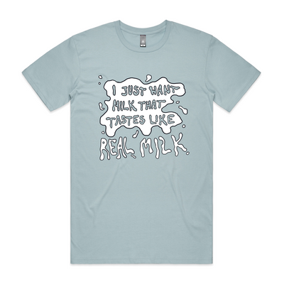 Real Milk Tee by Lonely Kids Club. All clothing from our T-shirts to our shorts and hoodies are ethically made, and printed packed and shipped from Sydney.