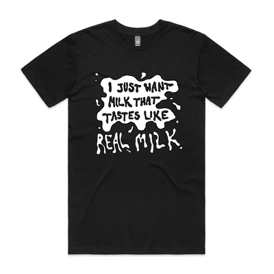 Real Milk Tee by Lonely Kids Club. All clothing from our T-shirts to our shorts and hoodies are ethically made, and printed packed and shipped from Sydney.