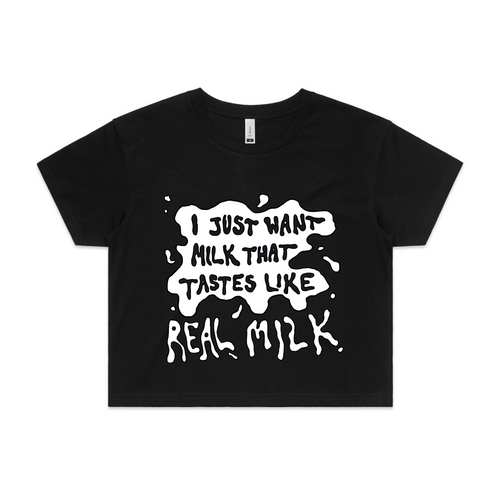 Real Milk Tee by Lonely Kids Club. All clothing from our T-shirts to our shorts and hoodies are ethically made, and printed packed and shipped from Sydney.
