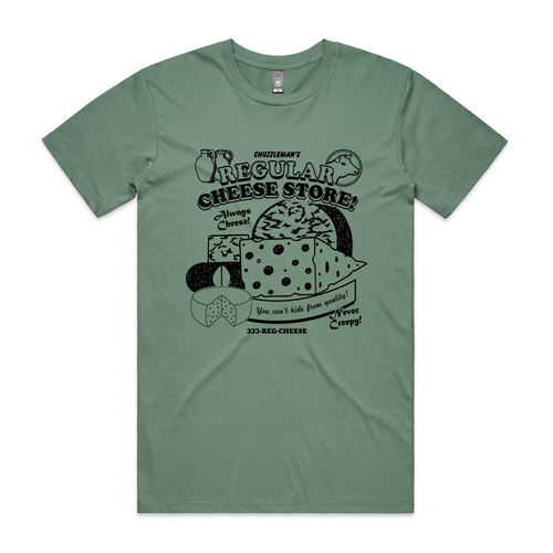 Regular Cheese Tee by Lonely Kids Club. All clothing from our T-shirts to our shorts and hoodies are ethically made, and printed packed and shipped from Sydney.
