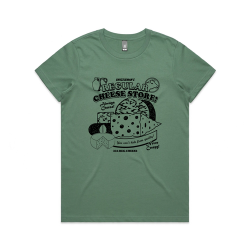 Regular Cheese Tee by Lonely Kids Club. All clothing from our T-shirts to our shorts and hoodies are ethically made, and printed packed and shipped from Sydney.