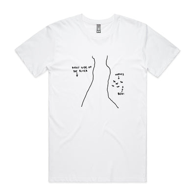Right Side Of The River Tee by Lonely Kids Club. All clothing from our T-shirts to our shorts and hoodies are ethically made, and printed packed and shipped from Sydney.