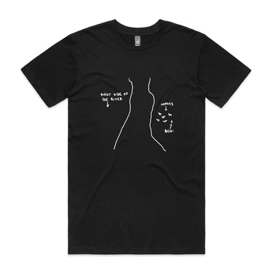 Right Side Of The River Tee by Lonely Kids Club. All clothing from our T-shirts to our shorts and hoodies are ethically made, and printed packed and shipped from Sydney.
