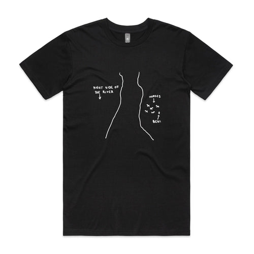 Right Side Of The River Tee by Lonely Kids Club. All clothing from our T-shirts to our shorts and hoodies are ethically made, and printed packed and shipped from Sydney.