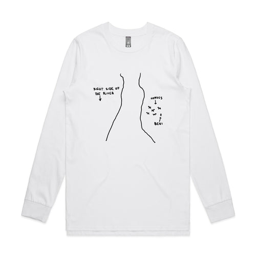 Right Side Of The River Tee by Lonely Kids Club. All clothing from our T-shirts to our shorts and hoodies are ethically made, and printed packed and shipped from Sydney.
