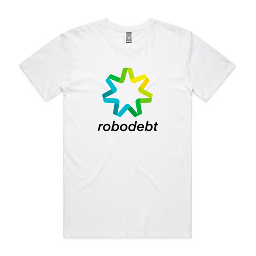 Robodebt Tee by Lonely Kids Club. All clothing from our T-shirts to our shorts and hoodies are ethically made, and printed packed and shipped from Sydney.