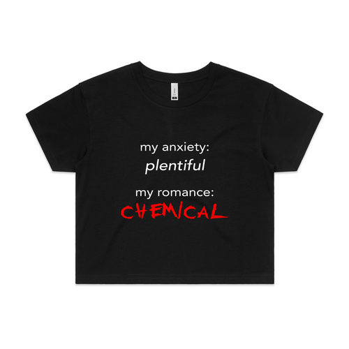 Romance Chemical Tee by Lonely Kids Club. All clothing from our T-shirts to our shorts and hoodies are ethically made, and printed packed and shipped from Sydney.