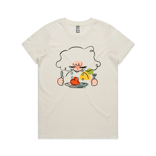 Rosarrie Comfort Food Tee by Lonely Kids Club. All clothing from our T-shirts to our shorts and hoodies are ethically made, and printed packed and shipped from Sydney.