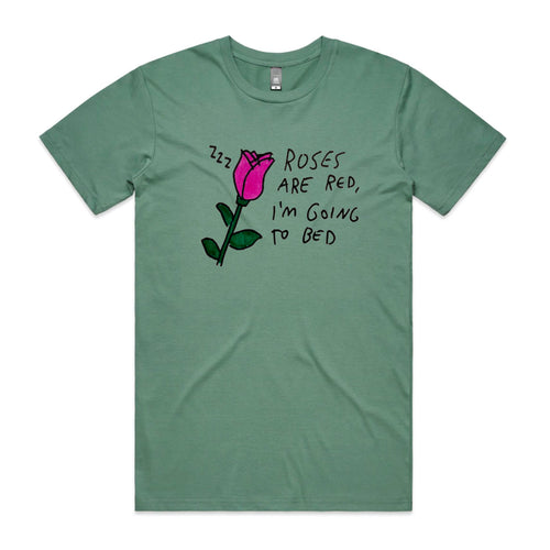 Roses Are Red Tee by Lonely Kids Club. All clothing from our T-shirts to our shorts and hoodies are ethically made, and printed packed and shipped from Sydney.