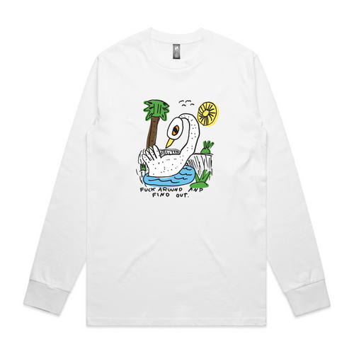 Rude Swan Tee by Lonely Kids Club. All clothing from our T-shirts to our shorts and hoodies are ethically made, and printed packed and shipped from Sydney.