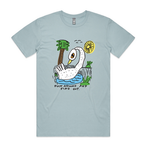 Rude Swan Tee by Lonely Kids Club. All clothing from our T-shirts to our shorts and hoodies are ethically made, and printed packed and shipped from Sydney.