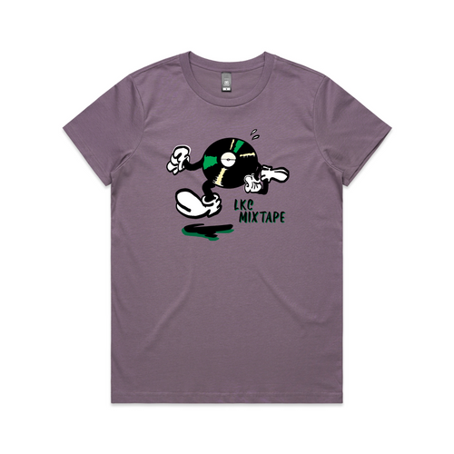 LKC Mixtape Running Record Tee by Lonely Kids Club. All clothing from our T-shirts to our shorts and hoodies are ethically made, and printed packed and shipped from Sydney.