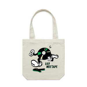 LKC Mixtape Running Record Tote by Lonely Kids Club. All clothing from our T-shirts to our shorts and hoodies are ethically made, and printed packed and shipped from Sydney.