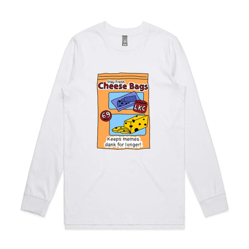 Stay Fresh Cheese Bags Tee by Lonely Kids Club. All clothing from our T-shirts to our shorts and hoodies are ethically made, and printed packed and shipped from Sydney.