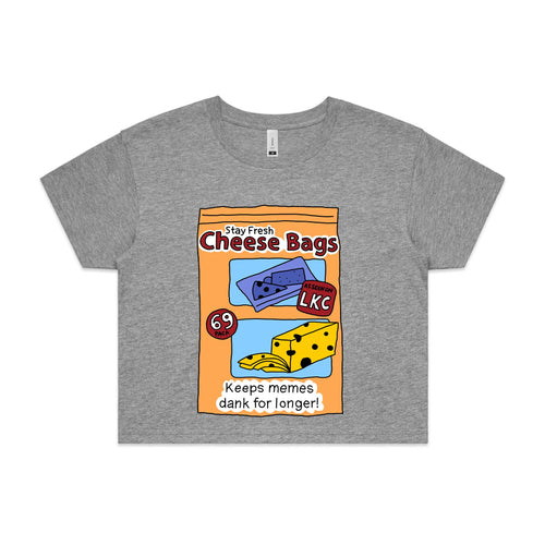 Stay Fresh Cheese Bags Tee by Lonely Kids Club. All clothing from our T-shirts to our shorts and hoodies are ethically made, and printed packed and shipped from Sydney.
