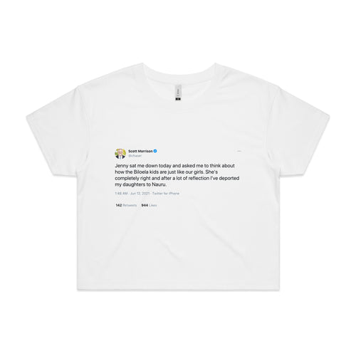 Scomo Tweet Tee by Lonely Kids Club. All clothing from our T-shirts to our shorts and hoodies are ethically made, and printed packed and shipped from Sydney.