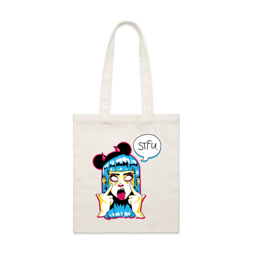 STFU Tote by Lonely Kids Club. All clothing from our T-shirts to our shorts and hoodies are ethically made, and printed packed and shipped from Sydney.