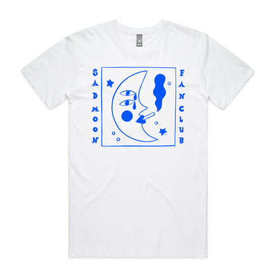 Sad Moon Fan Club Tee by Lonely Kids Club. All clothing from our T-shirts to our shorts and hoodies are ethically made, and printed packed and shipped from Sydney.
