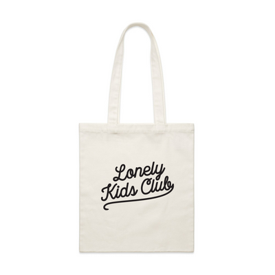 Script Tote by Lonely Kids Club. All clothing from our T-shirts to our shorts and hoodies are ethically made, and printed packed and shipped from Sydney.