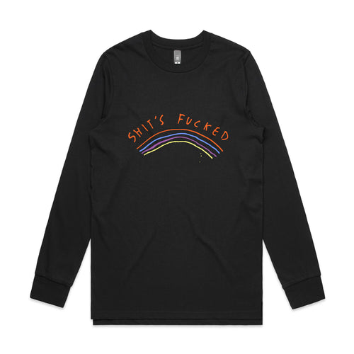 Shit's Fucked Tee by Lonely Kids Club. All clothing from our T-shirts to our shorts and hoodies are ethically made, and printed packed and shipped from Sydney.