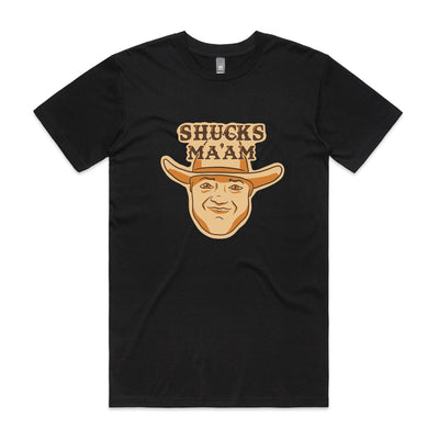 Shucks Ma'am Tee by Lonely Kids Club. All clothing from our T-shirts to our shorts and hoodies are ethically made, and printed packed and shipped from Sydney.