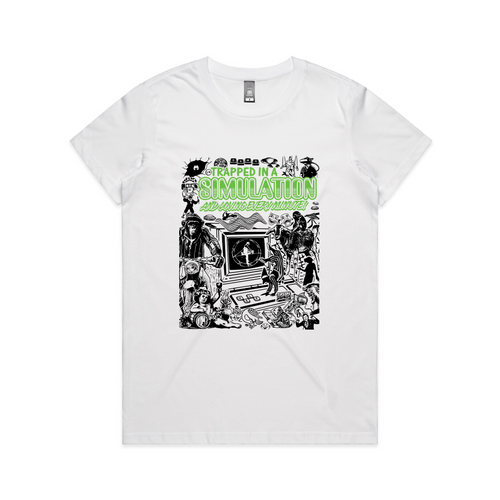 Simulation Tee by Lonely Kids Club. All clothing from our T-shirts to our shorts and hoodies are ethically made, and printed packed and shipped from Sydney.