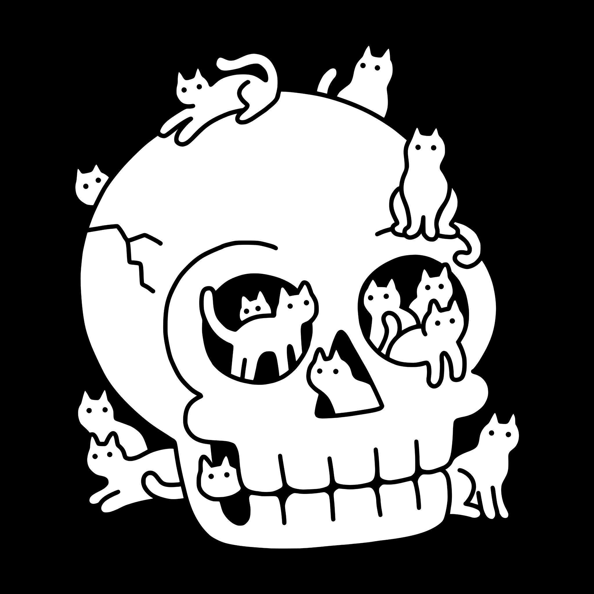 Skull With Cats Tee