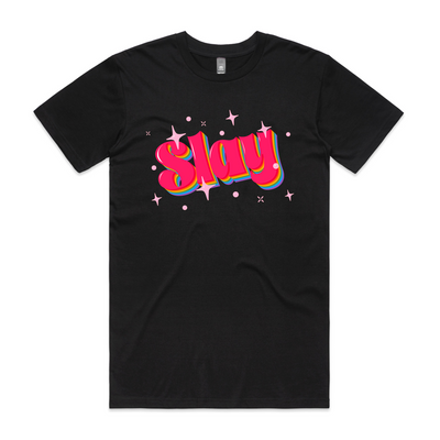 Slay Tee by Lonely Kids Club. All clothing from our T-shirts to our shorts and hoodies are ethically made, and printed packed and shipped from Sydney.