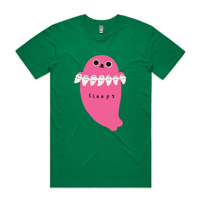 Sleepy Seal Tee by Lonely Kids Club. All clothing from our T-shirts to our shorts and hoodies are ethically made, and printed packed and shipped from Sydney.