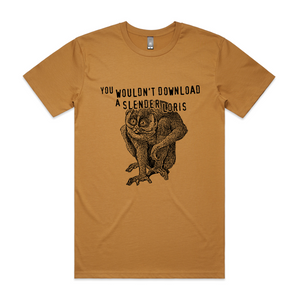 Slender Loris Tee by Lonely Kids Club. All clothing from our T-shirts to our shorts and hoodies are ethically made, and printed packed and shipped from Sydney.