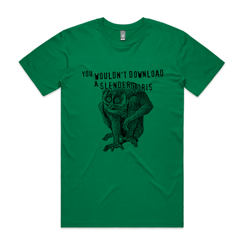 Slender Loris Tee by Lonely Kids Club. All clothing from our T-shirts to our shorts and hoodies are ethically made, and printed packed and shipped from Sydney.