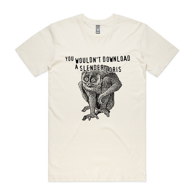 Slender Loris Tee by Lonely Kids Club. All clothing from our T-shirts to our shorts and hoodies are ethically made, and printed packed and shipped from Sydney.