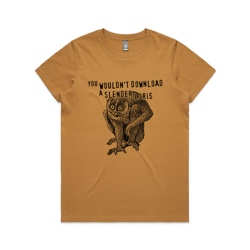 Slender Loris Tee by Lonely Kids Club. All clothing from our T-shirts to our shorts and hoodies are ethically made, and printed packed and shipped from Sydney.